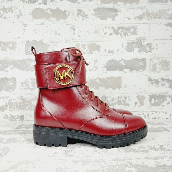 New MICHAEL KORS Tatum Lace Up Combat Boots in Merlot K134 - Picture 5 of 10